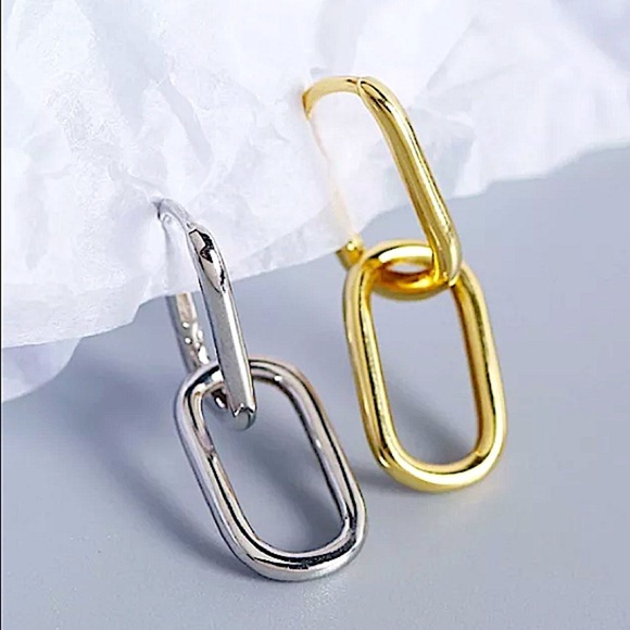 STERLING SILVER INTERLOCKING O SHAPED EARRINGS - Picture 7 of 10